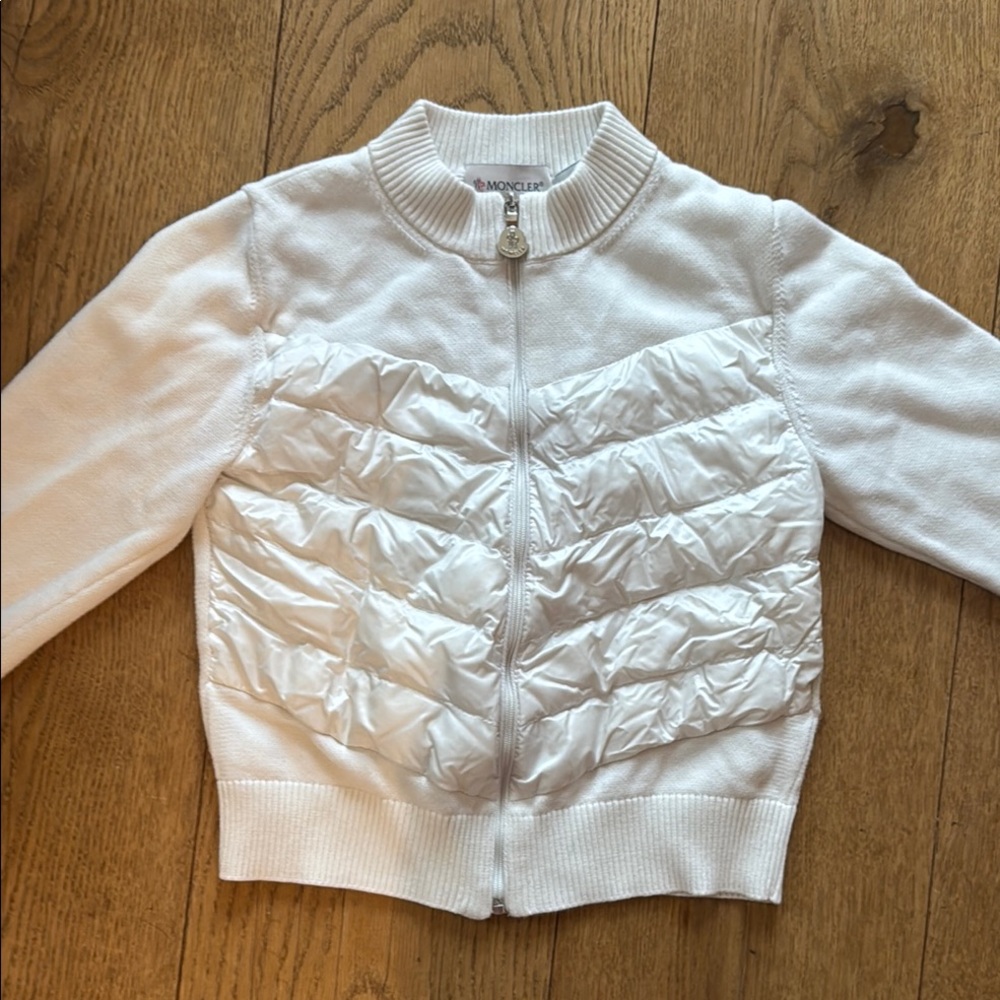 Moncler Kids White Quilted Sweater